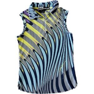 Jamie Sadock Golf Sleeveless Pullover Stretchy Pleated Fun Colorful Print Small